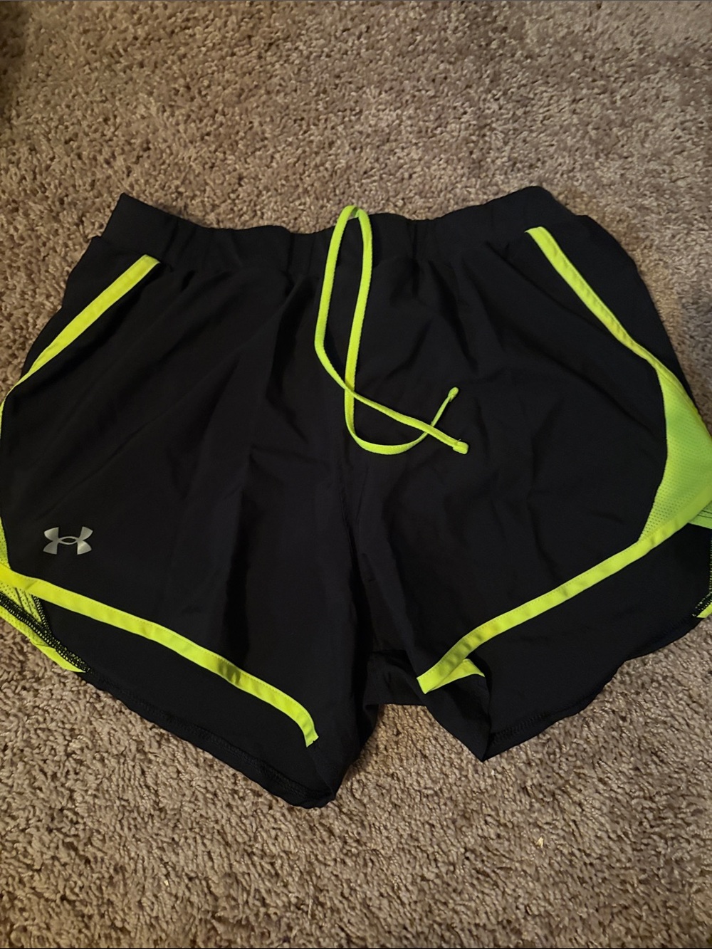 Under Armour Black Shorts with Neon Yellow-green Accents